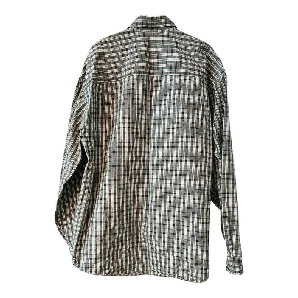 Eddie Bauer Mens XL Green White Plaid Button Down Shirt Button Down Collar - Picture 2 of 9